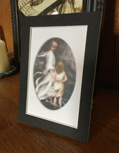 Load image into Gallery viewer, Jesus and Child In The Storm small oval matted print 5" x 7" inches, by Suzanne Davis Harden artist.