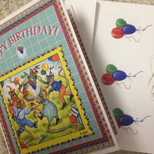 Load image into Gallery viewer, Set of Two Original Squirrel Birthday Party Greetings Illustrated by Suzanne Davis Harden