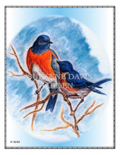 Load image into Gallery viewer, Encouraging Card: "Bluebirds" with Scripture on Back~ Illustrated by Suzanne Davis Harden