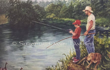 Load image into Gallery viewer, Original Triple Matted Art Print: Two Fishermen by Suzanne Davis Harden