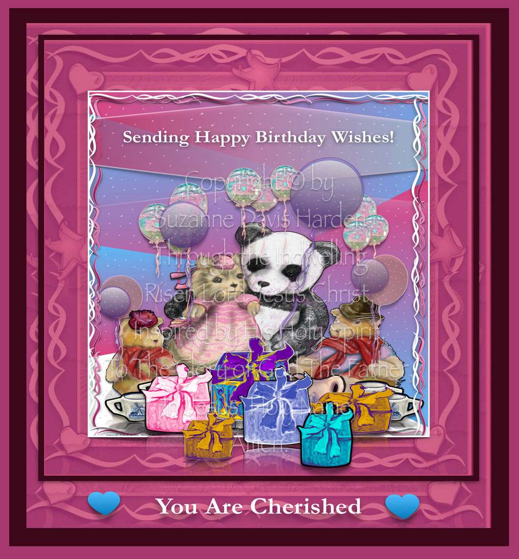 Panda Bear Birthday Card, You Are cherished 