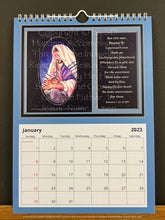Load image into Gallery viewer, watermarked image of the TOP SPIRAL BOUND January cover of 2023 Encouraging Scripture Promise Calendar 

