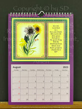 Load image into Gallery viewer, watermarked image of the TOP SPIRAL BOUND August cover of 2023 Encouraging Scripture Promise Calendar 
