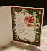 Load image into Gallery viewer, Inside Card of The Merry Christmas Runner Original Limited Edition Christmas Card designed and Illustrated by Suzanne Davis Harden © 2014 (vintage) all rights reserved.
