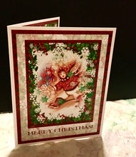 Load image into Gallery viewer, The Merry Christmas Runner Original Limited Edition Christmas Card designed and Illustrated by Suzanne Davis Harden © 2014 (vintage) all rights reserved.
