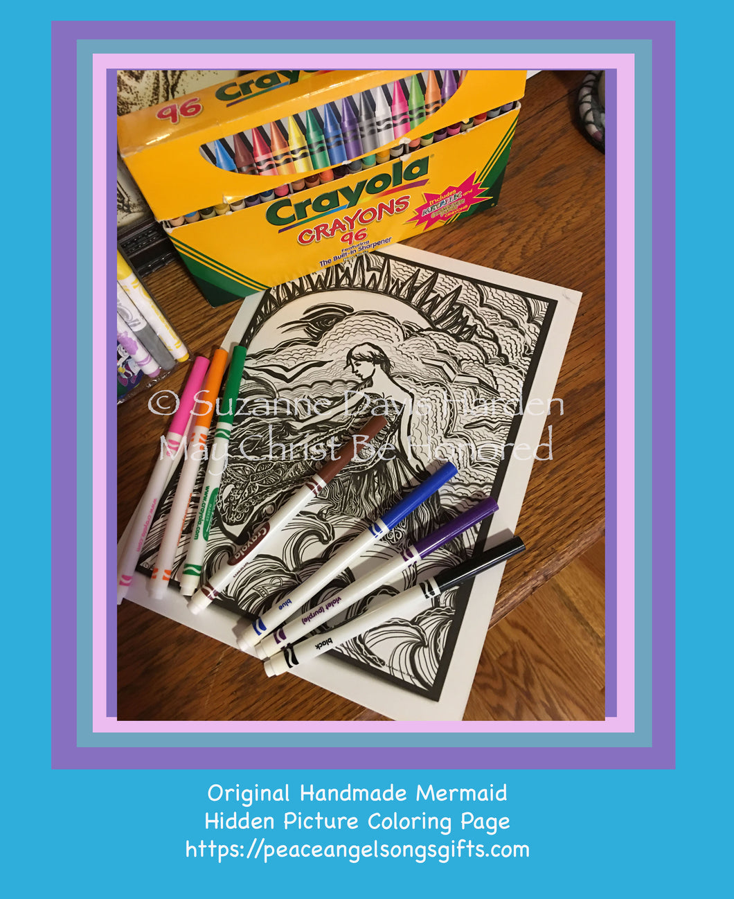 Handmade Digital Download Hidden picture coloring page by Suzanne Davis Harden