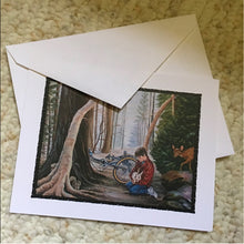 Load image into Gallery viewer, Children&#39;s greeting card shown with a white envelope.
