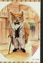 Load image into Gallery viewer, Original Children’s Matted Art Print~ Uncle Stanley, The Gentleman Owl by Suzanne Davis Harden
