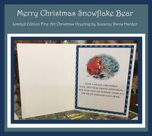 Load image into Gallery viewer, Merry Christmas Limited Edition Snowflake Bear Original Fine Art Greeting Cards designed and illustrated by Suzanne Davis Harden; the interior of both Bear design cards.
