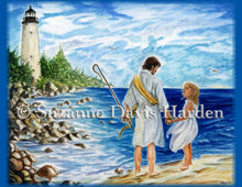 Load image into Gallery viewer, Inspirational Greeting- "Jesus &amp; Child by the Mercy River Shores"- Greeting Card by Suzanne Davis Harden
