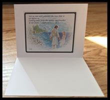 Load image into Gallery viewer, Inspirational Greeting- "Jesus &amp; Child by the Mercy River Shores"- Greeting Card by Suzanne Davis Harden
